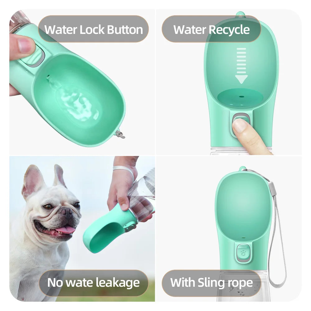 Botella de agua para perros y gatos, cuencos alimentadores de agua para viajes al aire libre, contenedor para beber a prueba de fugas para cachorros, Pug, Chihuahua, Labrador